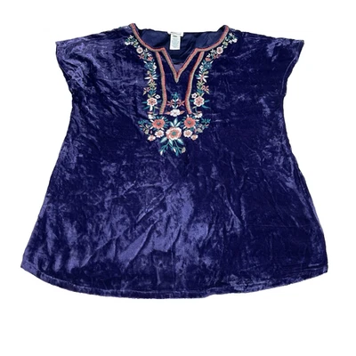 Sundance Bouquet Delight Embroidered Velvet Top Size Small Purple Floral N1 - Image 1 of 4