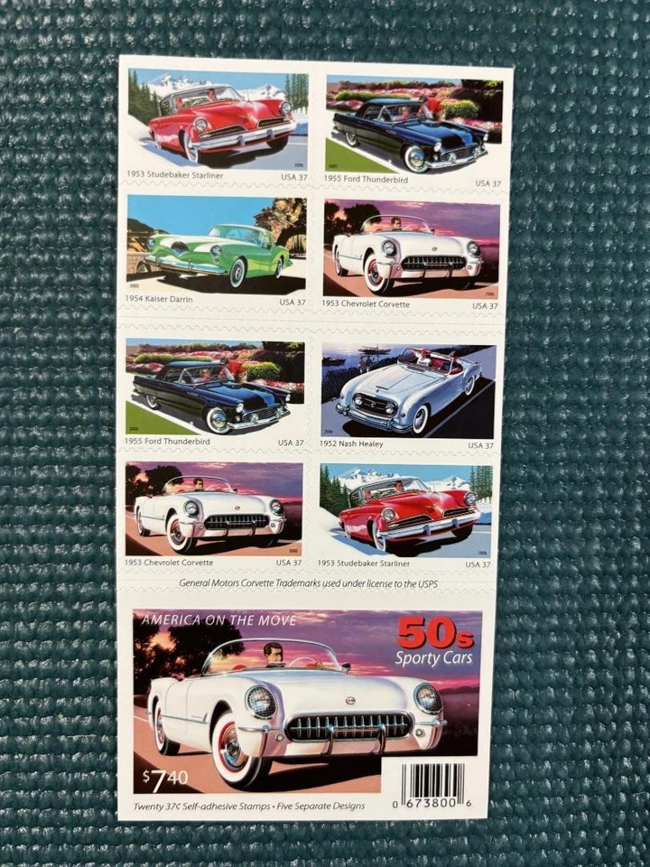 Scott #3931-5b: Sporty Cars of the 1950s MNH Booklet of 20. - Image 1 of 1