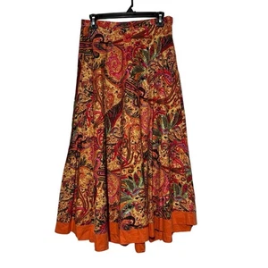 Coldwater Creek Midirock orange Pailletten Paisleymuster Small Bohemian Hippie - Bild 1 von 6