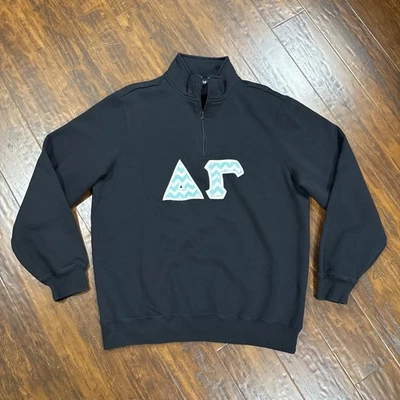 Толстовка женская Delta Gamma Sorority на молнии 1/4 большая серая вышитая греческая - Изображение 1 из 4