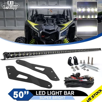 For Can-am Maverick X3 DS RS MAX Slim 50" LED Light Bar Upper Roof Brackets Wire - Image 1 of 4