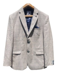 Marc Darcy HARDING Herren Sakko Blazer Creme/Blau Mix Kariert Größe 44R - Bild 1 von 13