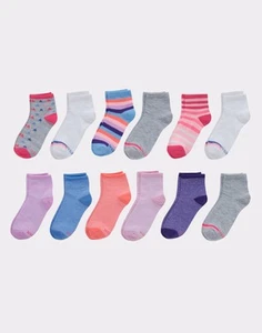 Hanes Girls' Ankle Socks, Fashion Pack, 12-Pairs - Picture 1 of 2
