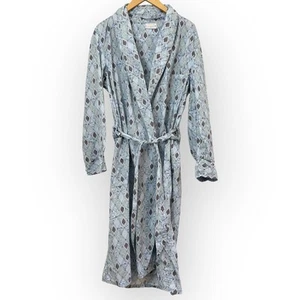 Vintage Sears Pilgrim Argyle Robe 38/40 Blue Belt Collar Pockets Long Diamond - Picture 1 of 7