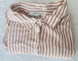 Jane + Delancey LG Bluse Button Down ärmellos camel/weiß vertikal gestreift - Bild 1 von 17