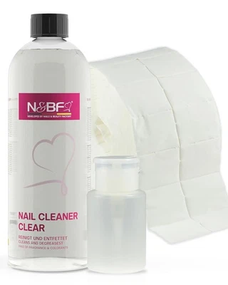 N&BF Nagel Cleaner 1 L + 1000 Zelletten 70 % Isopropanol Gel‑Nägel (Set Weiß) - Bild 1 von 4