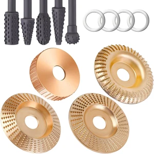 4-teiliges Winkelschleifer Holzschnitzscheiben-Set + 5-teiliges rotierendes Gratraspel-Set, 4 Zoll oder 4 1/2 Zoll An - Bild 1 von 12