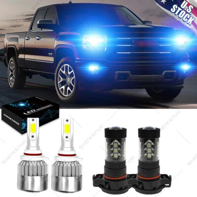 Para GMC Sierra 1500 2014-2016 - Kit de 4 faros LED 8000K + luces antiniebla Foto 1 de 4