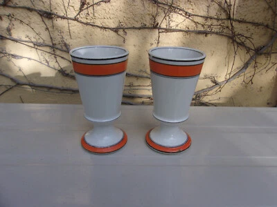 PORCELAINE DE VALENTINE PAIRE DE MAZAGRANS  ROUGE EGYPTIEN - Photo 1/4