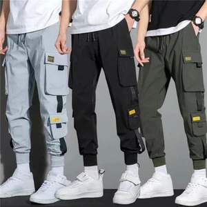 Fashion Mens Hip Hop Harem Trousers Cargo Joggers Streetwear Pants Casual Pants - Picture 1 of 23