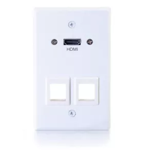 HDMI® Pass Through Single Gang Wall Plate with Two Keystones - White-C2G - Picture 1 of 5