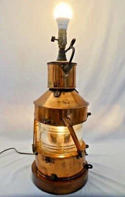 BEST & LLOYD 23”H Maritime Copper Plated Oil Lantern Created in 1944.Electrified - Image 1 of 4
