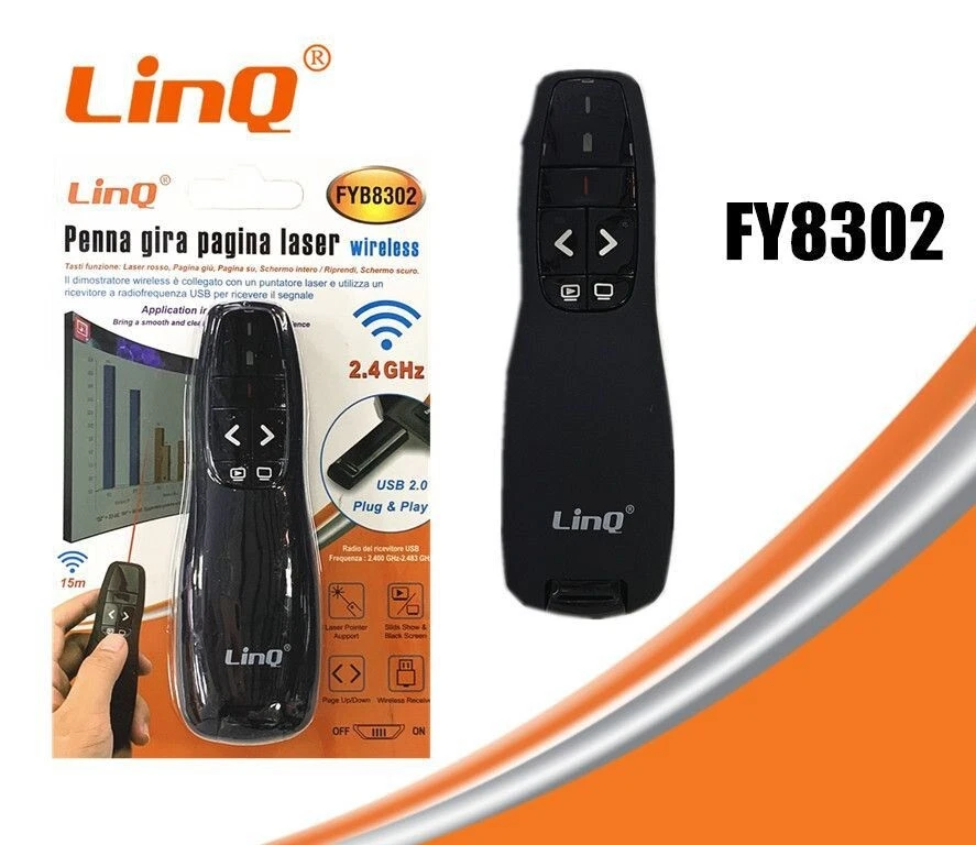 x Penna Gira Pagine Laser Wireless Puntatore Telecomando Fy8302 Linq - Immagine 1 di 1