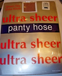 WOMENS BEIGE NUDE TAN ULTRA SHEER PANTYHOSE NYLONS STOCKINGS SIZE QUEEN 240 LBS - Picture 1 of 3