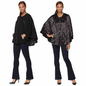 MELISSA MCCARTHY SEVEN7 Size XS Reversible Zip-Up Cape - Missy BLACK - Picture 1 of 6