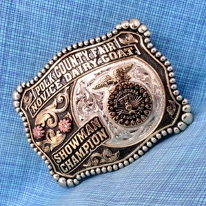 FFA Anfänger Milch Ziege Champion Schausteller Gürtelschnalle Polk County Fair OR .MCS002 - Bild 1 von 12