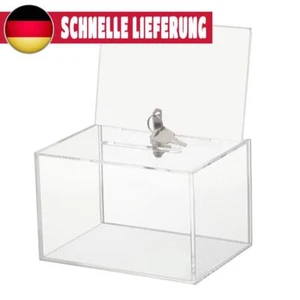 Acryl-Spendenbox mit Schloss und Schilderhalter, Wahlurne (durchsichtiges Schlüs - Bild 1 von 12