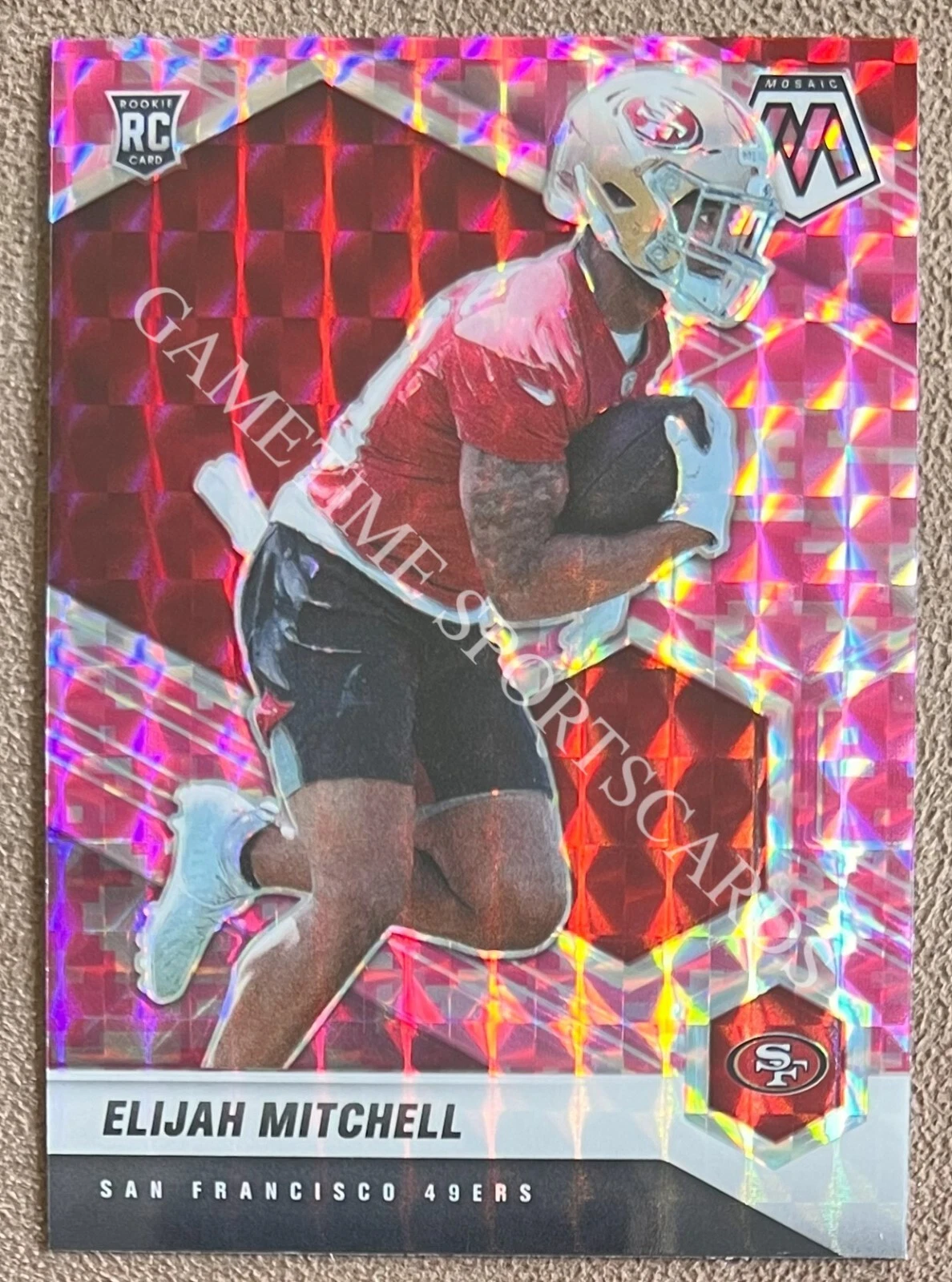 Elijah Mitchell 2021 Panini Mosaic Camo Pink Prizm Rookie #376 Parallel 49ers RC
