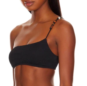 NEW VIX 'Firenze Ana Flora' One-Shoulder Bikini Top Size S Small Black $128 - Picture 1 of 6