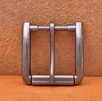 Antiqued Silver Single Prong Replacement Roller Belt Buckle Fits 40mm Belt Strap - Image 1 of 4