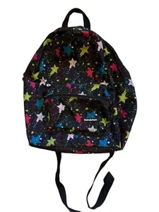 YAK PAK Basic Backpack Book Bag Girls Stars Paint Splatter Black Colorful School - Picture 1 of 7