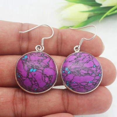 Silber Türkis Ohrringe 925 Sterling Handmade Edelstein Schmuck Gift für Damen - Bild 1 von 2