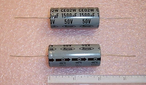 QTY (4) 1500uf 50V 85' AXIAL ALUMINUM ELECTROLYTIC CAPACITORS CE02W1H152 MARCON - Picture 1 of 2