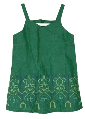 Vestido Gymboree Lino Niña Bordado Sin Mangas Verde Niño Pequeño 3 años Foto 1 de 4