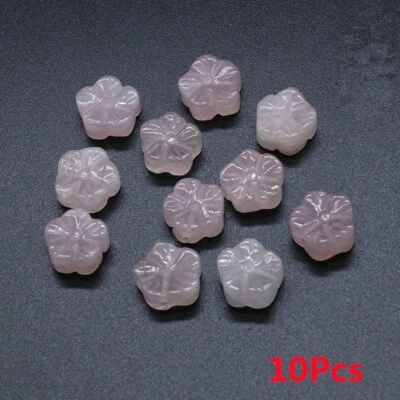 10Pcs 12mm Natural Rose Quartz Carved Peach Flower Spacer Loose Beads DIY HT267 - Image 1 of 4