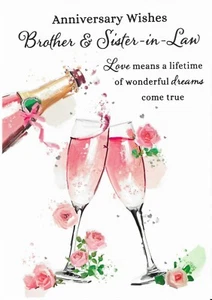 BROTHER & SISTER IN LAW ANNIVERSARY WISHES CARD - Picture 1 of 2
