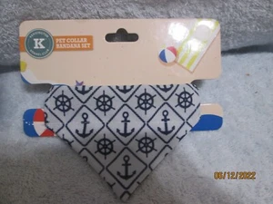 Pet Collar Bandana Nautical Size Extra Small See Pic 3 For Sizing Enlarge Pic - Picture 1 of 3