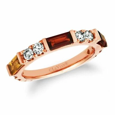 LeVian 14K 玫瑰金烟熏石英黄水晶石榴石裸钻 1.5 克拉戒指 尺寸 7 — 第 1/4 张图片
