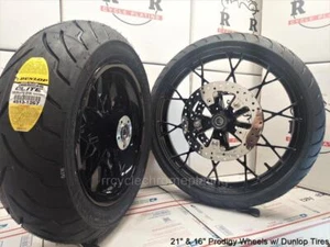 Harley Black Prodigy 21" F 16" R Wheels Rotor Tires 09-19 Road Glide Ultra Glide - Bild 1 von 11