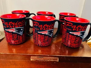 SET 0F 6 NFL New England Patriots (6) 17oz Coffee Tea Mug Double Sided Logo -NWT - Picture 1 of 4