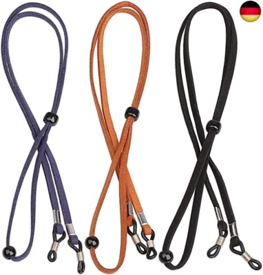 MARKE EXFEA kuou 3 Stück Brillenband aus Leder, Universal Brillenbänder Brillenkette E