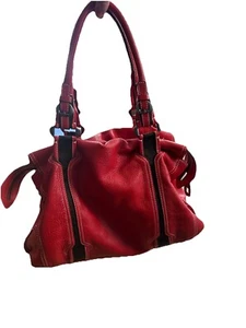 Francesco Biasia Red Pebbled Leather Purse Bag - Bild 1 von 16