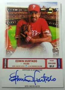 Tarjeta Postal Autógrafa Edwin Hurtado Rara Certificada Philadelphia Phillies - Imagen 1 de 3