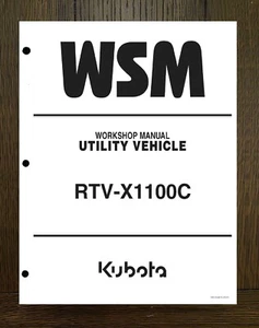 RTV-X1100C SIDE BY SIDE SERVICE WORKSHOP MANUAL KUBOTA - PAPER MANUAL - Picture 1 of 13