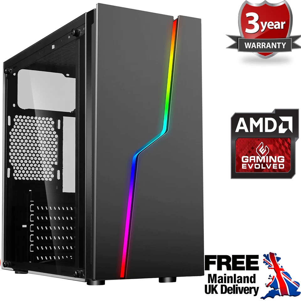 AMD Dual Core A6 9500 8GB 1TB USB 3.0 Home Office Desktop PC Computer Bolt RGB - Image 1 of 3