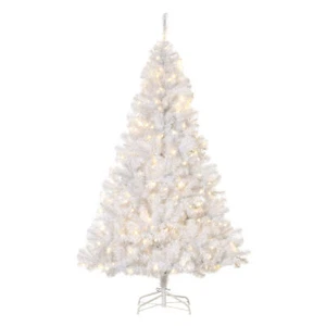 6ft PVC Pre-lit Full Artificial Christmas Tree Metal Stand White Xmas Decoration - Picture 1 of 11