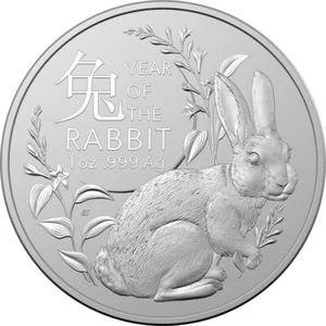 1 Oz 999 Silver 2023 Lunar Year of the Rabbit Australian Royal Mint Bullion Coin - Picture 1 of 2