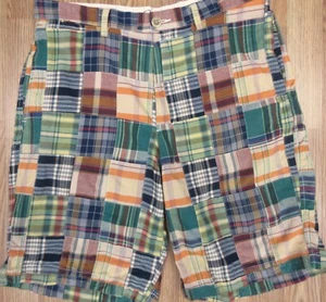 ROUNDTREE & YORKE STRAIGHT FIT PLAID PATCHWORK SHORTS 100% COTTON Sz 36 - Picture 1 of 4