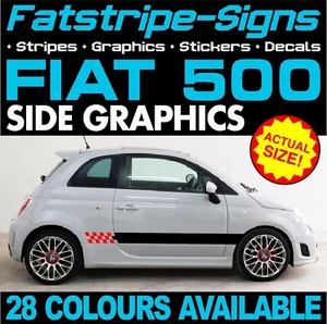 to fit FIAT 500 GRAPHICS STRIPES STICKERS DECALS CAR VINYL ABARTH 1.4 16v 1.2 - Picture 1 of 2