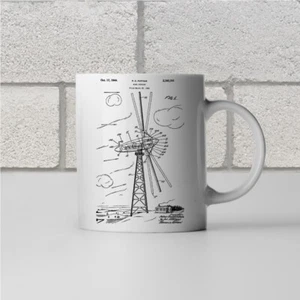 Taza de patente de turbina eólica técnico de energía ingeniero regalo taza industrial taza de café - Imagen 1 de 2