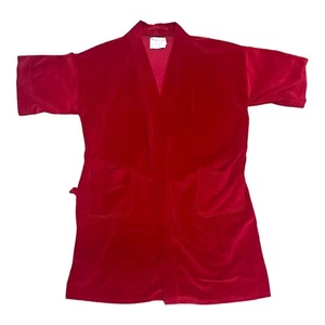 Vintage Roytex Solid Red Short Velvet Sophisticated Smoking Robe Men L XL OSFA - Picture 1 of 4
