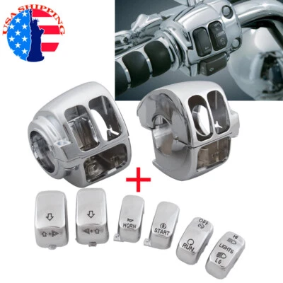 Cubierta de carcasa de interruptor de control manual cromado 6 botones de tapa para Harley XL GLIDE 96-13 Foto 1 de 4