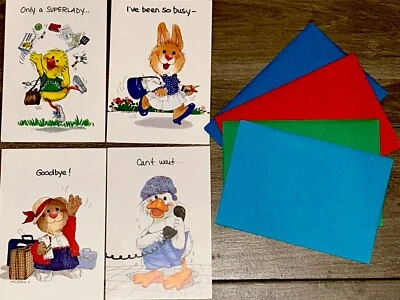 4 Vintage Current Suzy's Zoo Animal Character Greeting Card Notecards Stationery - Image 1 of 4