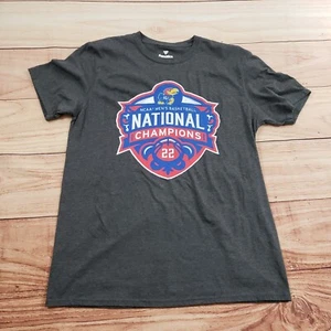 Kansas Jayhawks Shirt Men Large Gray Blue Basketball NCAA Casual Fanatics Adult - Picture 1 of 9