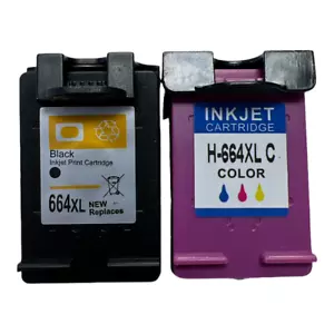 reman HP 664XL 664 Black Color Ink Cartridge Show Ink Deskjet 1115 3636 3836 - Picture 1 of 3