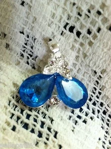 S80 Silver Pendant for Necklace Fashion Jewelry Clear Blue Hand Made Design - Picture 1 of 1